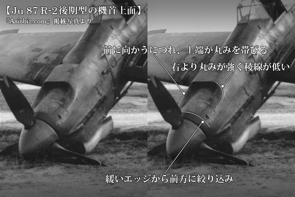 Ju 87 R-2後期型の機首上面